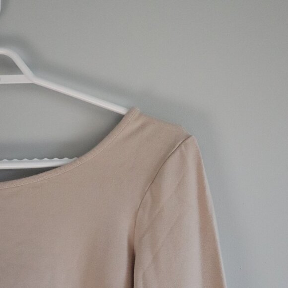 Contemporaine Par Simons Boat Neck Casual Beige M Scoop Back Long Sleeve T-Shirt - Picture 4 of 10